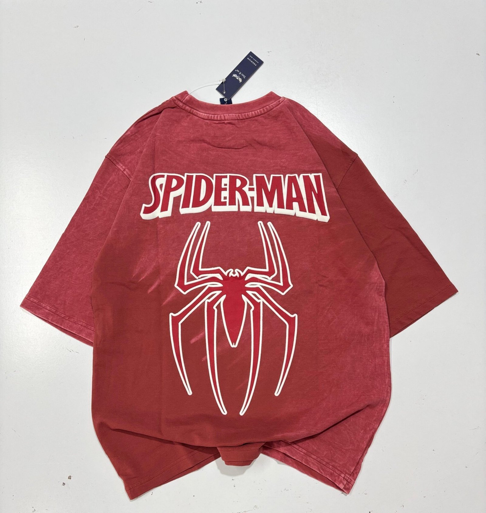 Acid Washed Drop Shoulder T Shirts (RED)