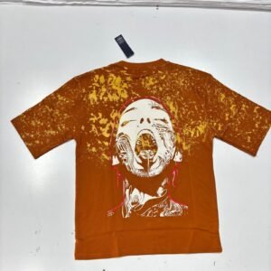 Acid Washed Drop Shoulder T Shirts (Orange)