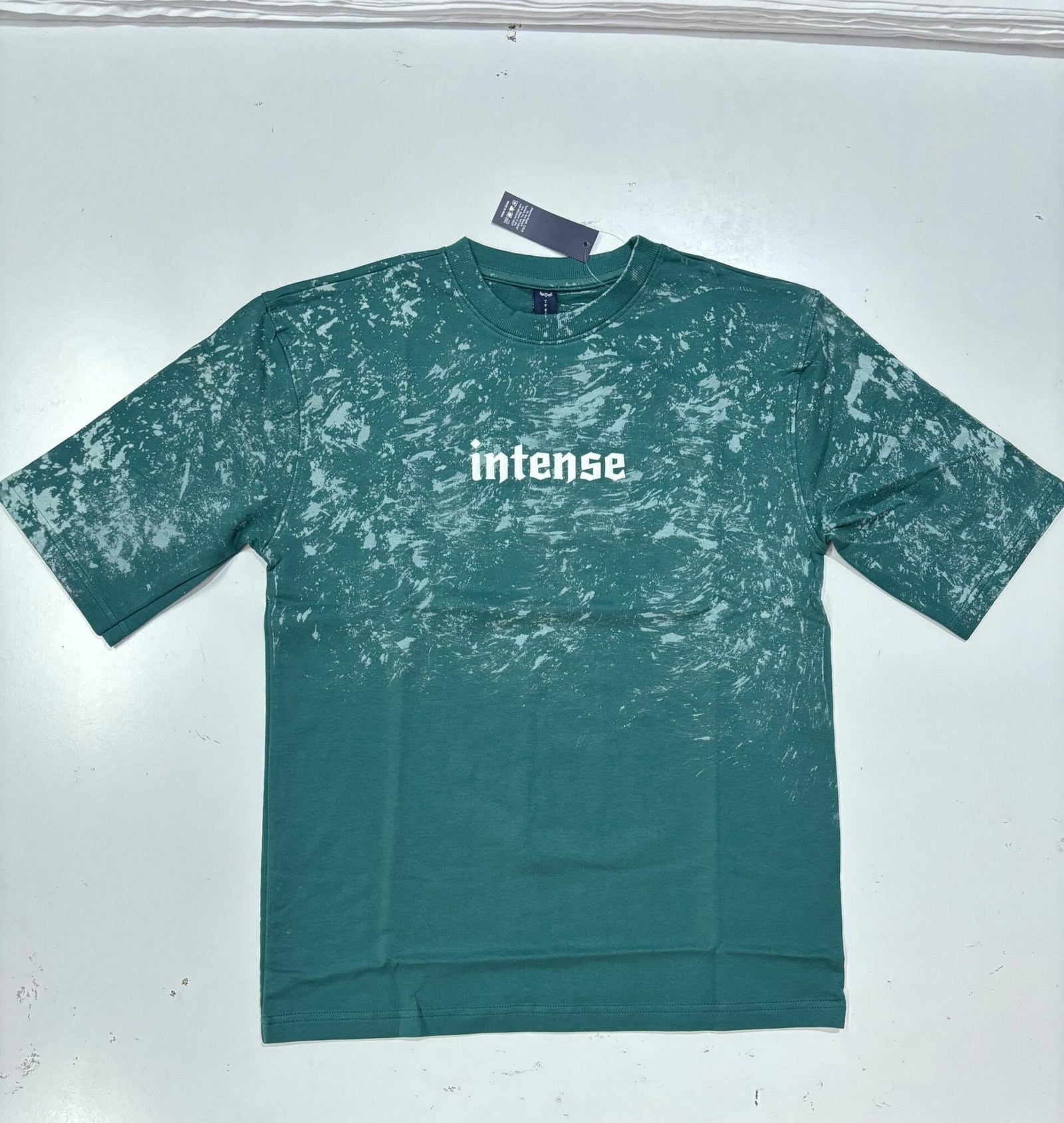 Acid Washed Drop Shoulder T Shirts (Dark Teal Green) - Image 2