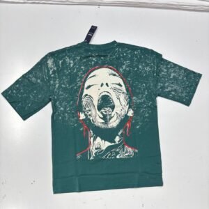 Acid Washed Drop Shoulder T Shirts (Dark Teal Green)