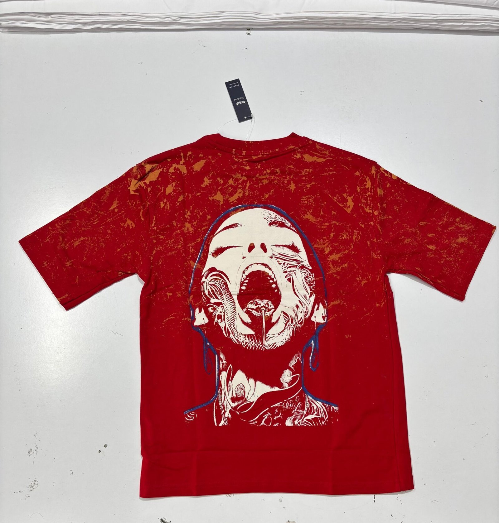 Acid Washed Drop Shoulder T Shirts (RED) - Image 4