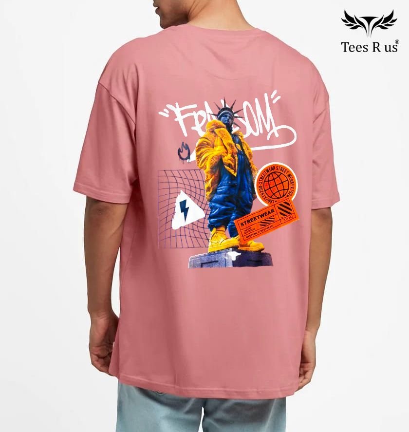 Cotton Drop Shoulder T Shirts (pink) - Image 2