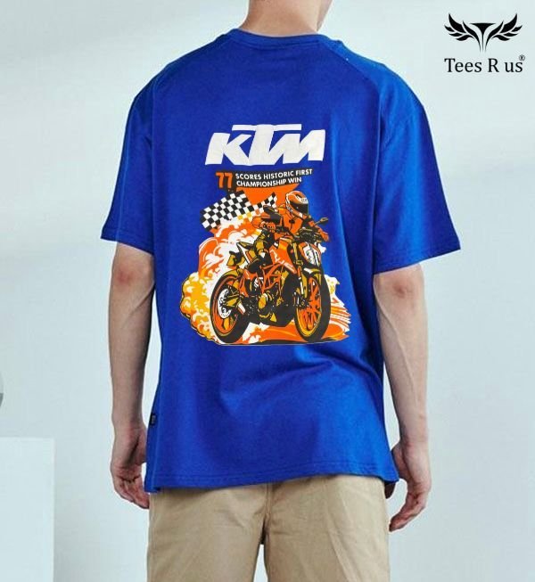 Cotton Drop Shoulder T Shirts (Blue) - Image 2