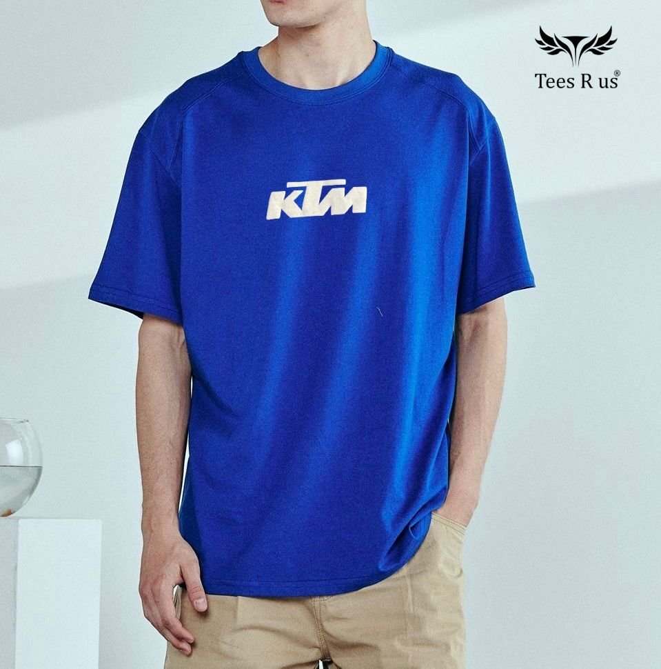 Cotton Drop Shoulder T Shirts (Blue)